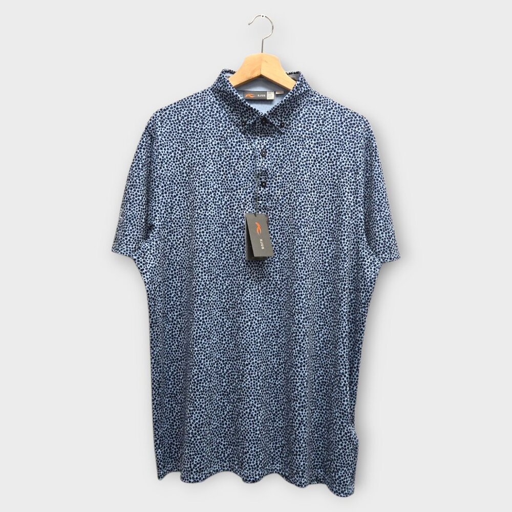 KJUS Golf Men's Polo Shirt Lance Print w/Logo (Navy/Blue) - X-Large
